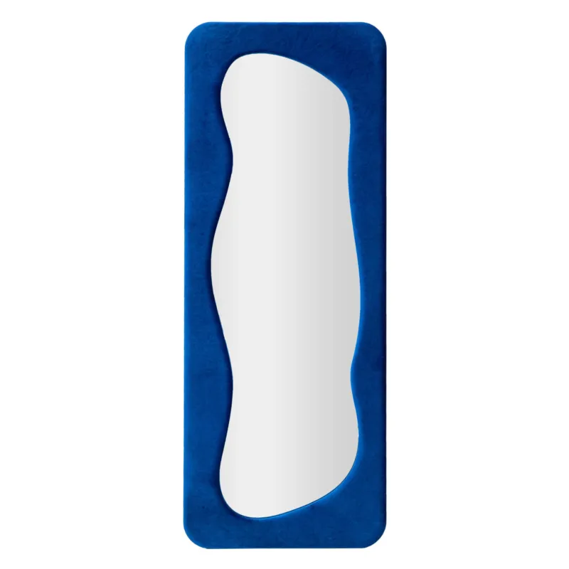 Specchio da parete con cornice in legno rivestita in velluto Blu Linea THEODOR BLUE Dimensioni 60x4x h 160 cm - Colore Blu Mauro Ferretti Spedizione Espresso