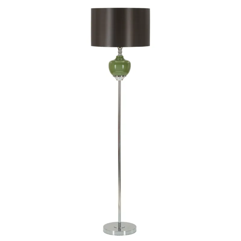 Acquista Ora Lampada da terra con base VERDE in vetro EVA ONE diametro 40xh 167 cm paralume in velluto dorato Mauro Ferretti