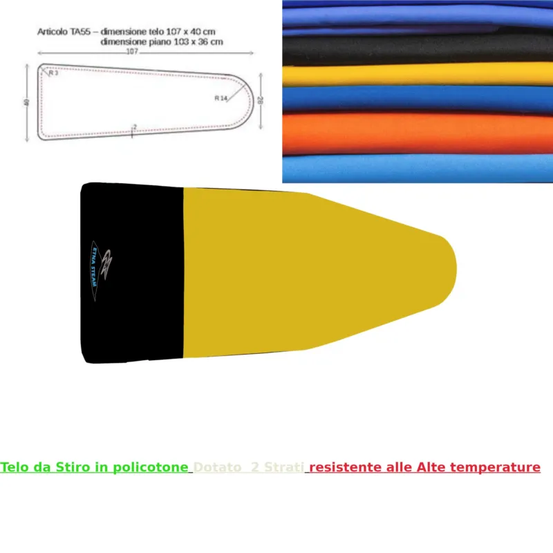 Copriasse per assi da stiro x ASSI DA STIRO TERMOASPIRATE BATTISTELLA EUROVAPOR 107x40 cm per assi da Stiro con piano 103x36 cm , tessuto con imbottitura 600 gr Giallo Etna Steam Quantità Limitata