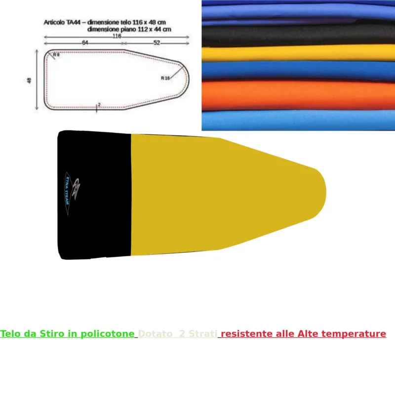 Copriasse per assi da stiro X ASSI DA TERMOASPIRATI POLTI 116x46 cm per assi da Stiro con piano 112x44 cm , tessuto con imbottitura 600 gr giallo Etna Steam Occasione