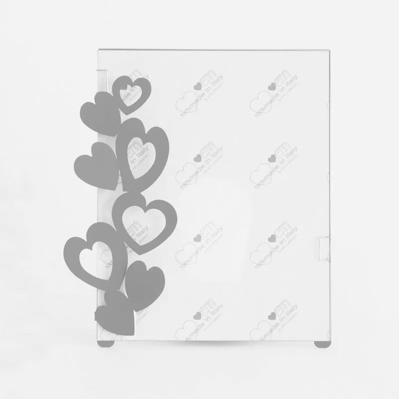 Prezzo Scontato Porta Foto Cuori grande in metallo, dimensione 21x25h - per foto 20x25h, colore Bianco Neve Arti e Mestieri