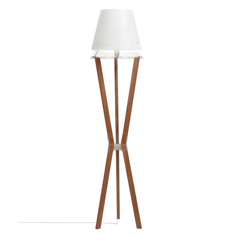 Lampada da TERRA Struttura in legno massello Noce Lucio Ø 43xh 175 cm - 5,2 kG Paralume in Sandylex bianco trasparente Emporium Must-Have