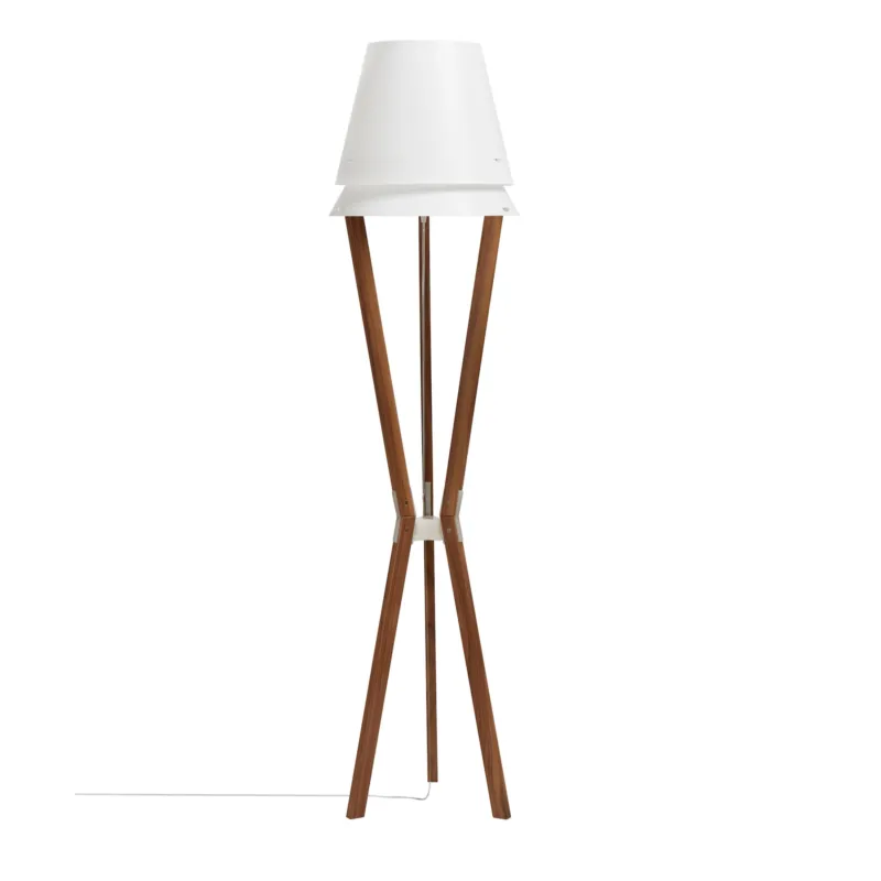 Ultima Occasione Lampada da TERRA Struttura in legno massello di Mogano Lucio Ø 43xh 175 cm - 5,2 kG Paralume in Sandylex bianco bianco Emporium
