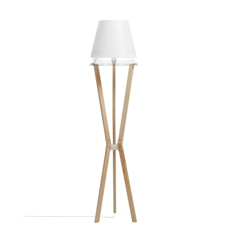 Lampada da TERRA Struttura in legno massello Frassino Lucio Ø 43xh 175 cm - 5,2 kG Paralume in Sandylex bianco trasparente Emporium Compra Adesso