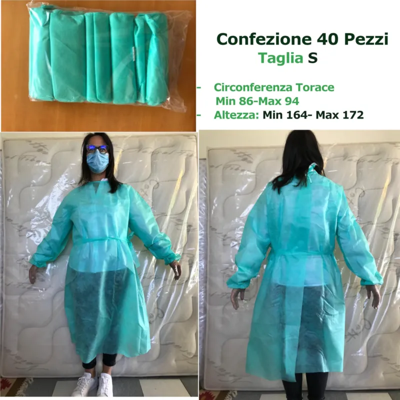Promozione Camice di protezione in polipropilene DPI set da 5 camici Taglia S protegge da Polvere e prodotti pulizia aggressivi conforme regolamento UE 2016/425 Il Materassificio