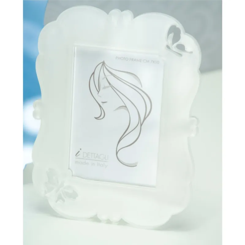 Portafoto in Crystalplex per foto 7x10 CHIC - 12Xh16 cm cornice in crystalplex bicolore bianco tortora I Dettagli Popolare