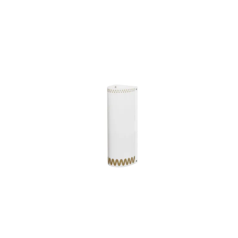 Applique da muro a 2 Luci in polipropilene opalino RICCIONE 10xh29 cm - peso 1,10 kg con paralume decorato texture oro Emporium Popolare
