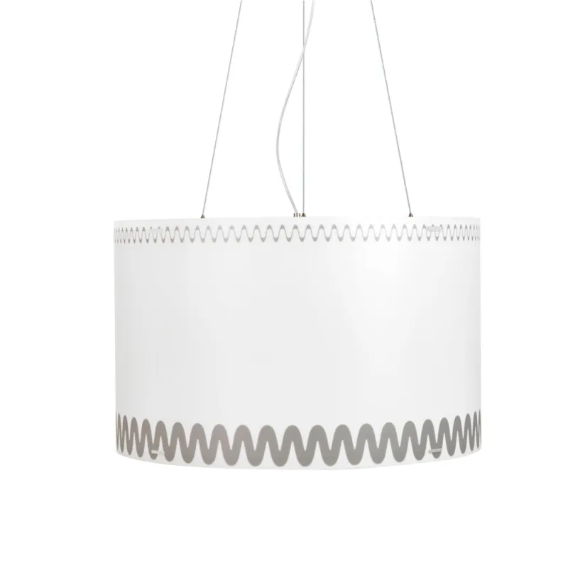 Spedito Oggi Lampada a sospensione RICCIONE Ø60xh37,5 cm 3x70 W Max da soffitto in polimetilmetacrilato e polipropilene opalino texture argento Emporium
