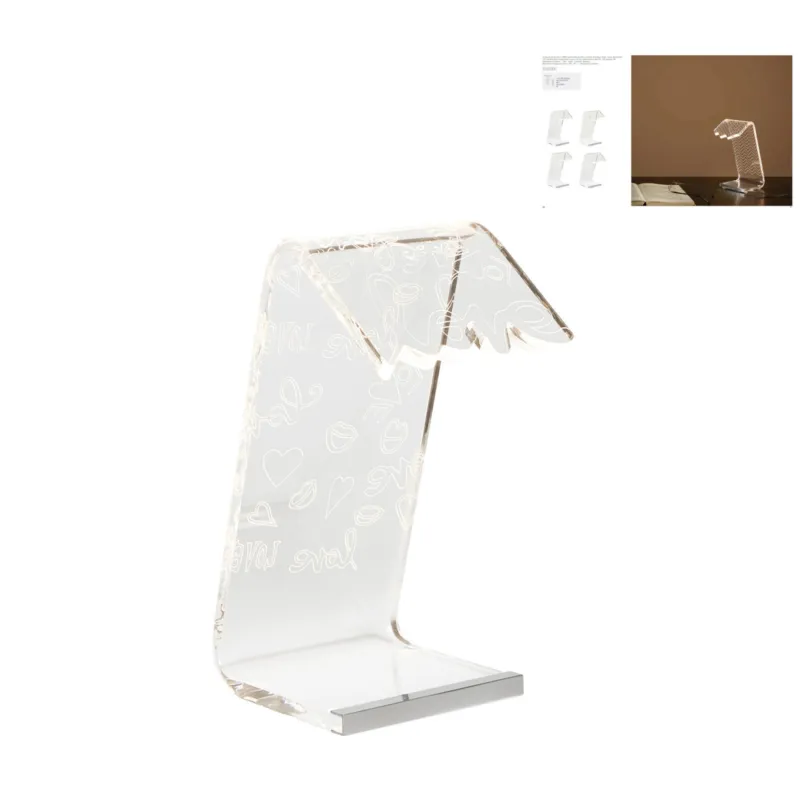 Lampada da Tavolo in polimetalcrilato corpo illuminante a LED 12x18x26 h cm -led 2 W - 24 volt incisioni Love Emporium Saldi