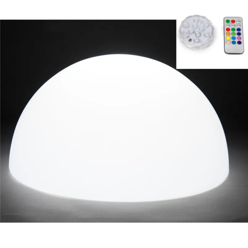 Lampada semisfera BABY MOON Trasparente per interno esterno diametro 60 cm con illuminazione RGB immergibile e telecomando Kloris Subito Disponibile
