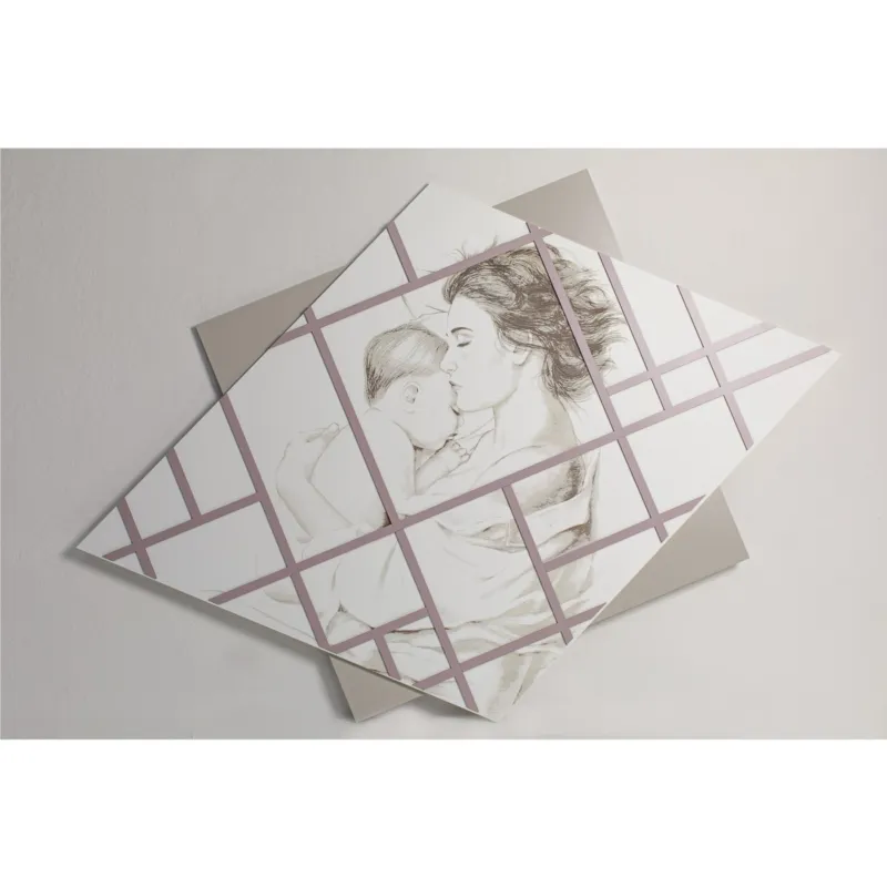 Pannello da parete in legno con marcatura al laser ELISA 100x95xh8 cm colore, Ghiaia Bianco decori Rosa Velvet I Dettagli Offerta Lampo
