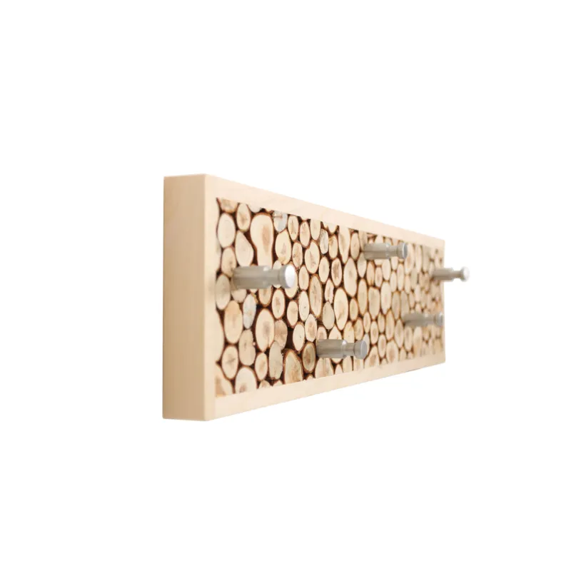 Appendiabiti Juniper in legno massello, acciaio, dimensioni 45 x 5,5 (with pegs) x h12 cm, peso 1,5 Kg, finitura legno, ginepro Woodman Occasione