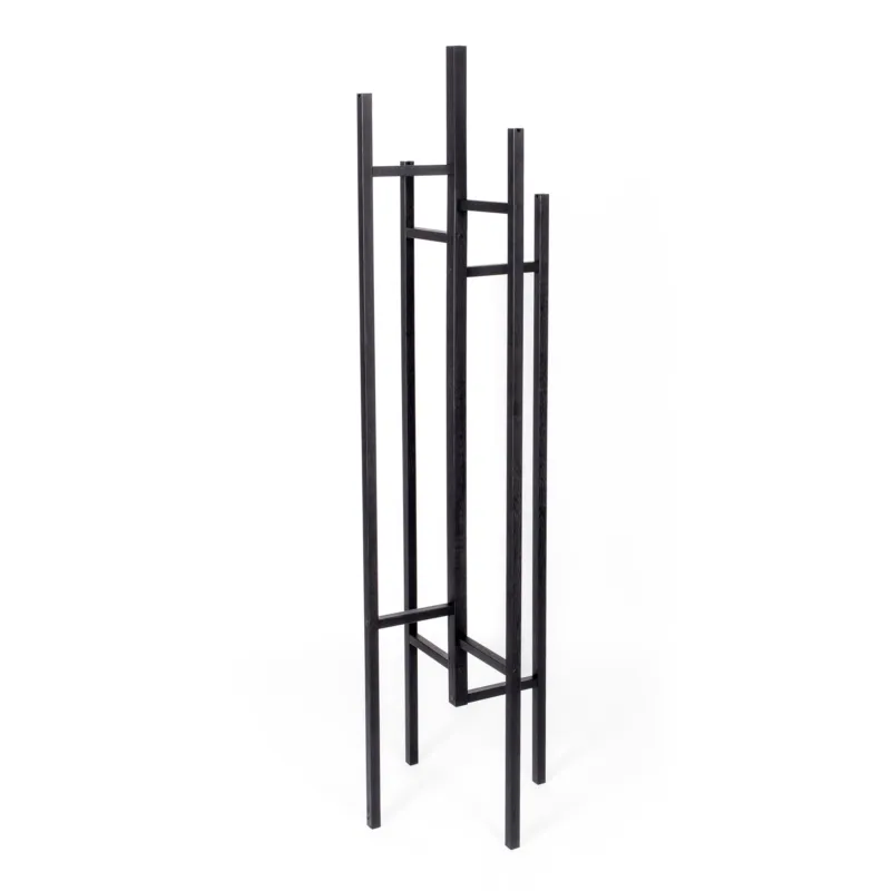 Appendiabiti Eigen nero in legno massiccio, dimensioni 47 x 47 x h175 cm, peso 6 Kg, finitura nero Woodman Professionale