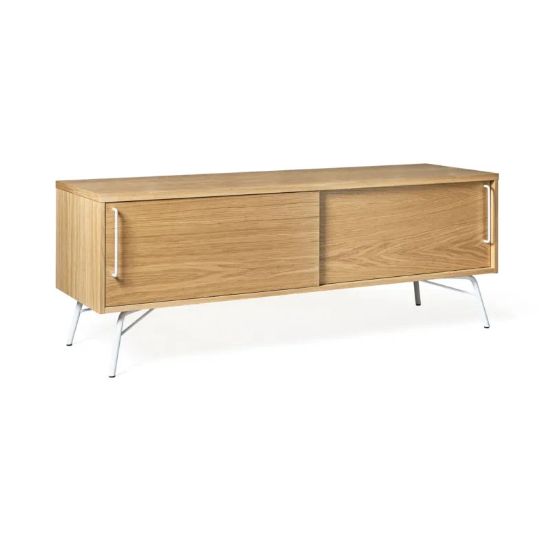 Miglior Prezzo Mobile tv Ashburn Bianco in legno ingegnerizzato, metallo, dimensioni 145 x 44 x h53 cm, peso 40 Kg, finitura rovere, bianco Woodman