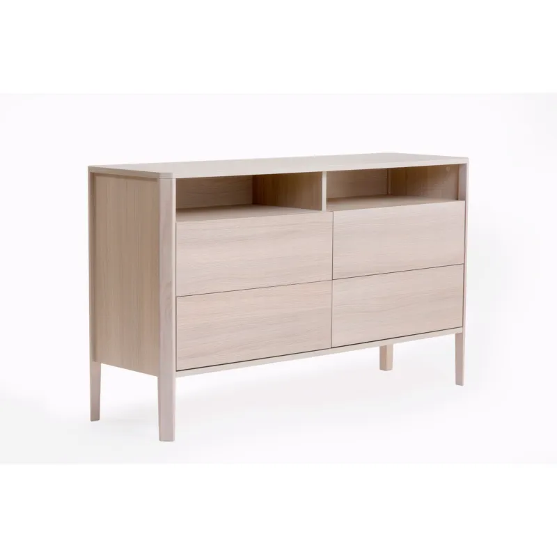 Bestseller Credenza Oslo in legno ingegnerizzato e massiccio, dimensioni 140 x 42 x h78 cm, peso 42 Kg, finitura Legna leggera Woodman