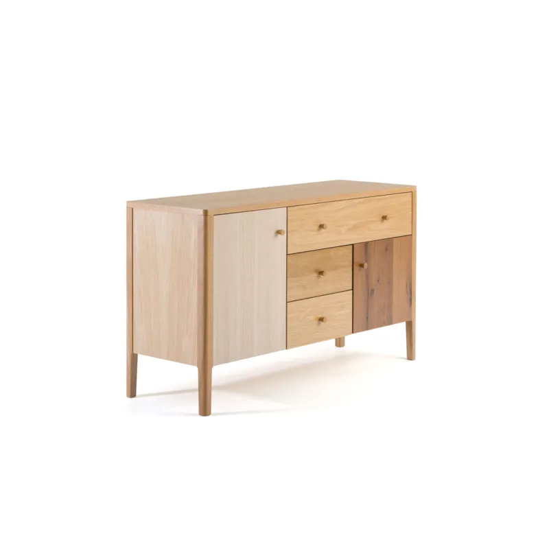 Professionale Credenza Villa in legno ingegnerizzato e massiccio, dimensioni 135 x 45 x h78 cm, peso 55 Kg, finitura legna Woodman