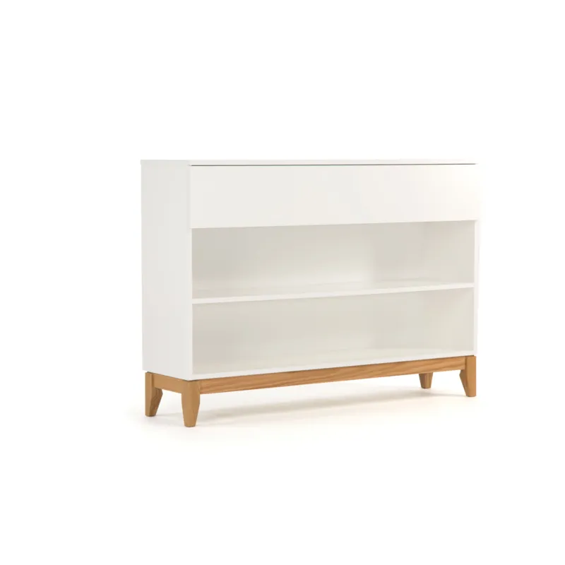 Libreria console Blanco in legno ingegnerizzato e massiccio, dimensioni 120 x 32 x h85 cm, peso 28 Kg, finitura bianco, rovere Woodman Prezzo Ridotto