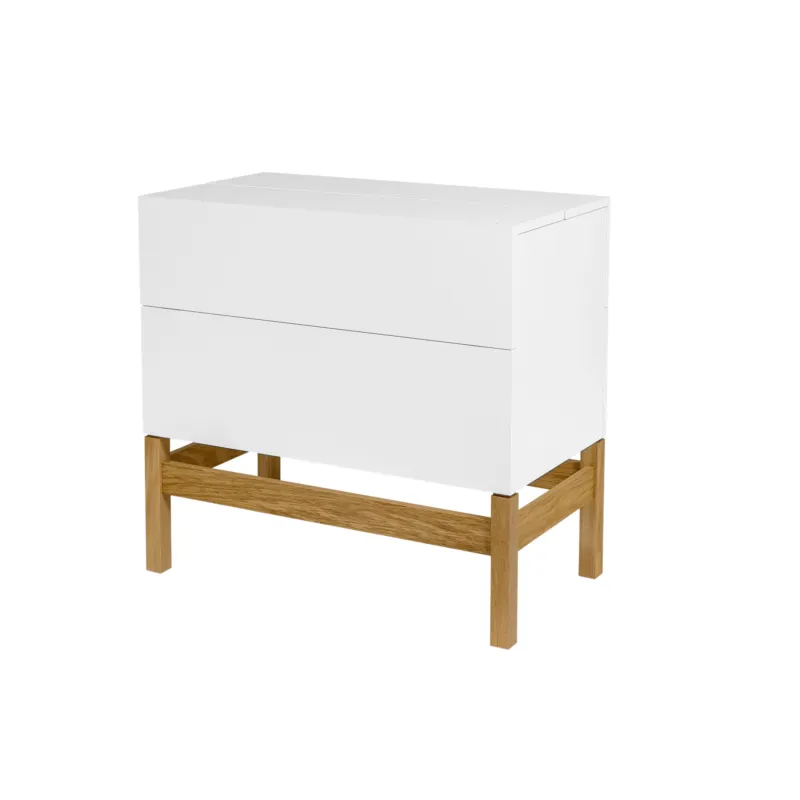 Grande Mini Bar in legno ingegnerizzato e massiccio, dimensioni 75 x 40 x h70 cm, peso 23 Kg, finitura bianco, rovere Woodman Acquista Ora