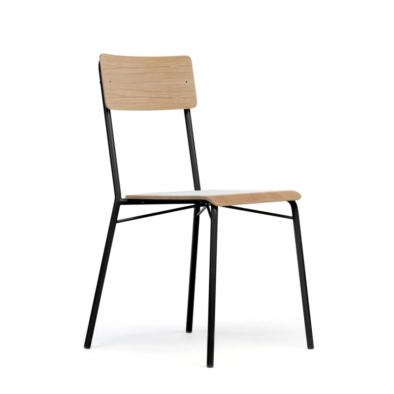 Sedia da pranzo Ashburn JU in compensato, acciaio, dimensioni 47 x 49 x h82 cm, peso 6 Kg, finitura rovere, nero Woodman Promozione Esclusiva