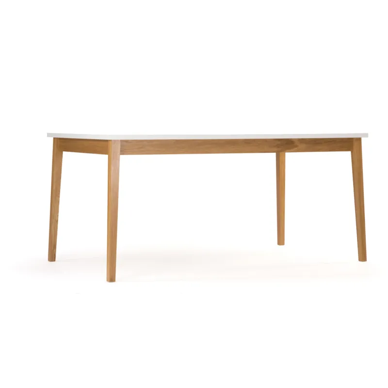 Tavolo da pranzo Blanco in legno ingegnerizzato e massiccio, dimensioni 165 x 90 x h76 cm, peso 37 Kg, finitura bianco, rovere Woodman Offerta Limitata