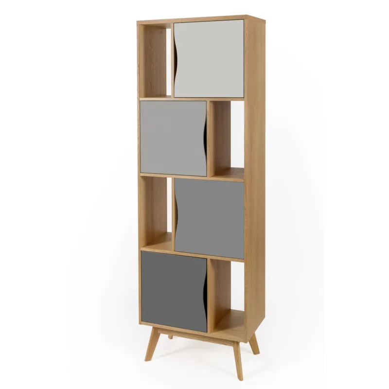 Affare Libreria Stretta Avon Standard in legno ingegnerizzato e massiccio, dimensioni 65 x 35 x h191 cm, peso 40 Kg, finitura rovere, grigio Woodman
