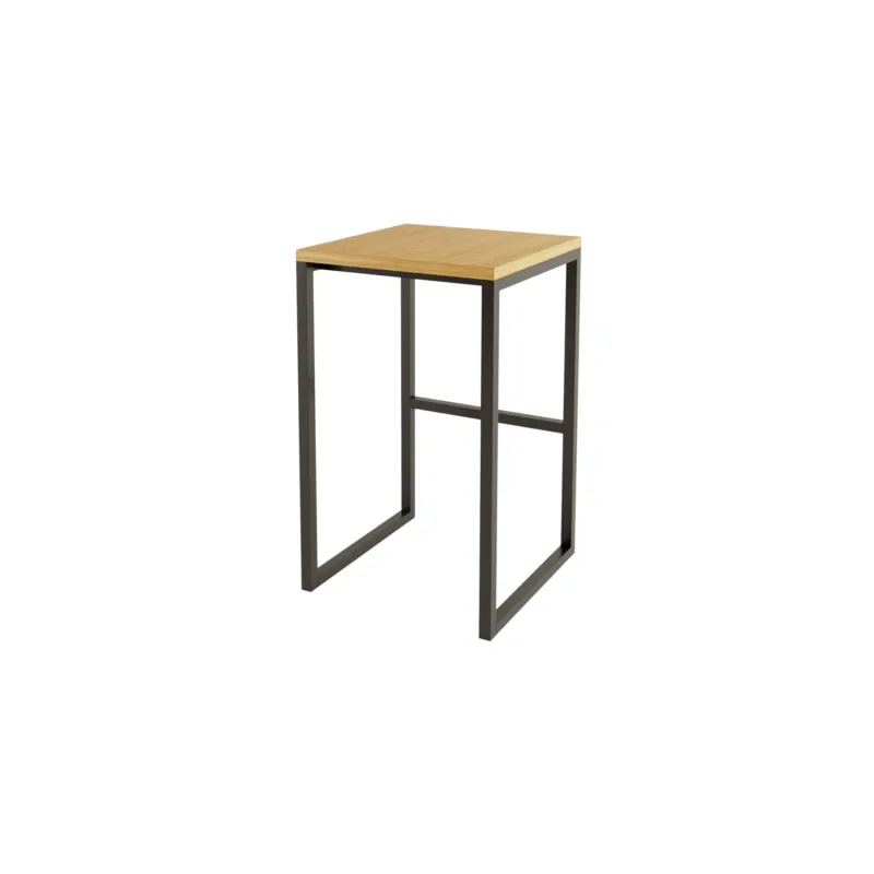 Sgabello con struttura alta in legno ingegnerizzato, metallo, dimensioni 35 x 35 x h65 cm, peso 6 Kg, finitura nero, rovere Woodman Affare