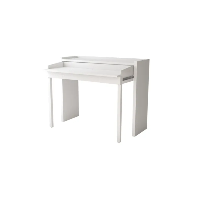 Economico Scrivania Console 16 MEL in legno ingegnerizzato e massiccio, dimensioni 110 x 36 x h87 cm, peso 30 Kg, finitura bianca Woodman