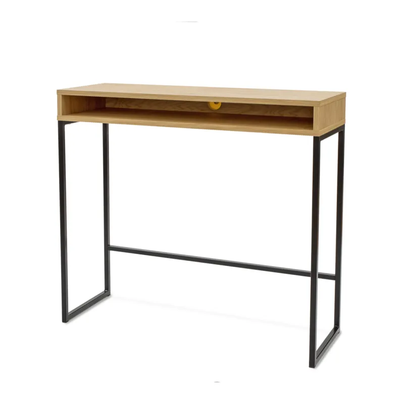 Acquista Ora Scrivania alta frame in legno ingegnerizzato, metallo, dimensioni 100 x 35 x h92 cm, peso 12 Kg, finitura nero, rovere Woodman