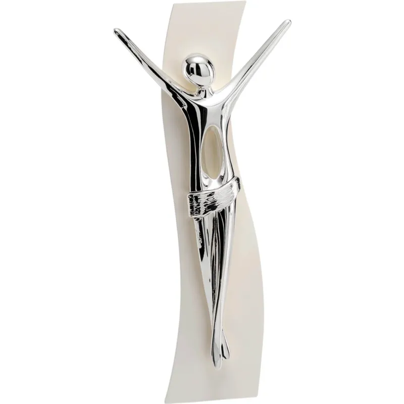 Crocefisso Cristo KENOBIS Piccolo in resina argentata e legno 16x8 cm colore argento Fantin Argenti Prezzo Conveniente