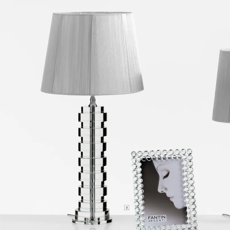 Lampada da tavolo in cristallo DISCHI H72 cm con paralume Colore argento Fantin Argenti Non Perdere