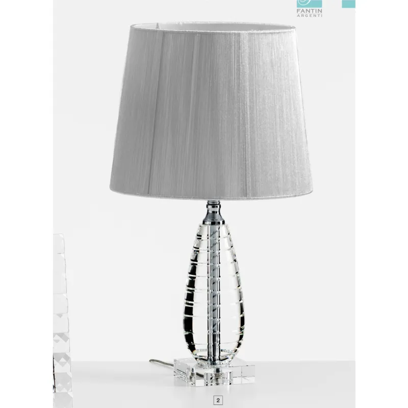 Miglior Prezzo Lampada da tavolo in cristallo OVETTO H 47 cm con paralume colore argento Fantin Argenti