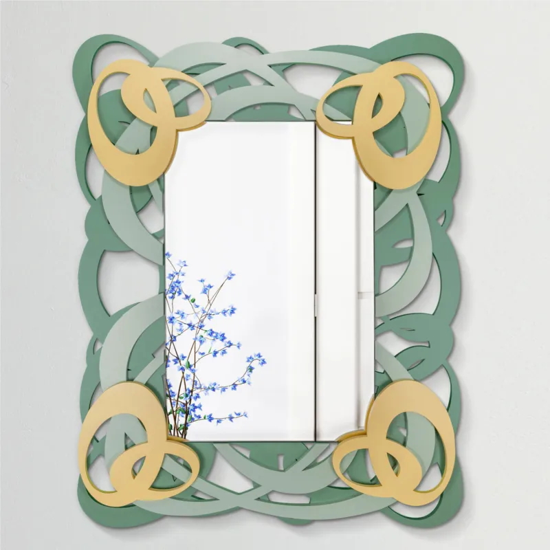 Offerta Del Giorno Specchiera da parete in Legno tagliata al laser TWIST 76x10xh 6 cm -posizionabile Verticale cornice colori verde acqua giallo I Dettagli