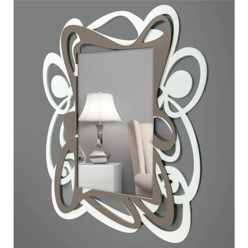 Specchiera da parete in Legno tagliata al laser LAILA 99x86xh 6 cm -posizionabile Verticale cornice colori Bianco cacao I Dettagli A Buon Prezzo