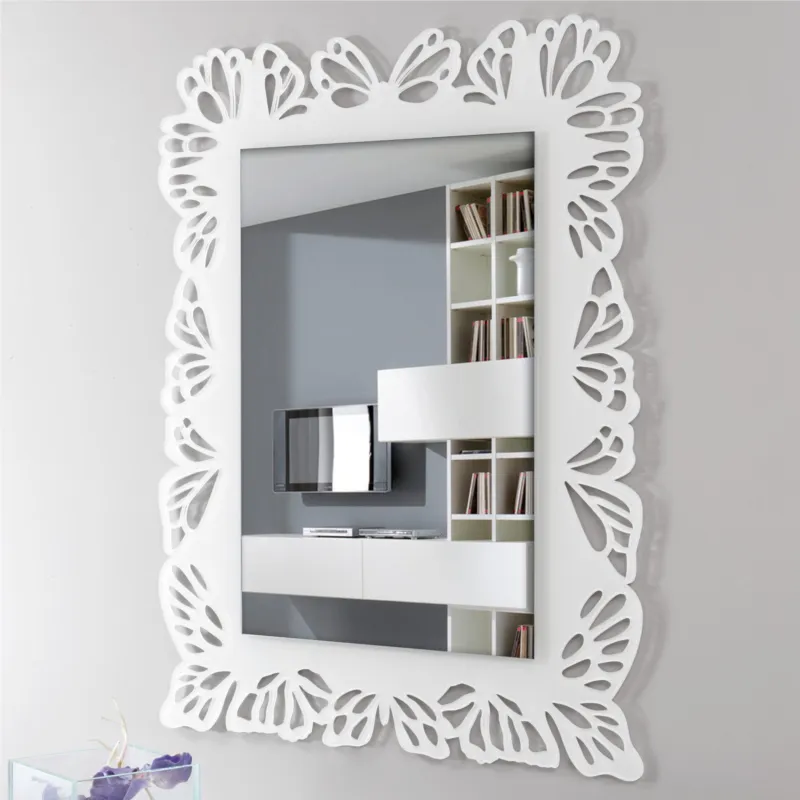 Specchiera da parete in Plexiglas tagliata al laser BUTTERFLY 110x80xh 8 cm -posizionabile orizzontale o Verticale cornice colori Bianco I Dettagli Ultime Pezzi