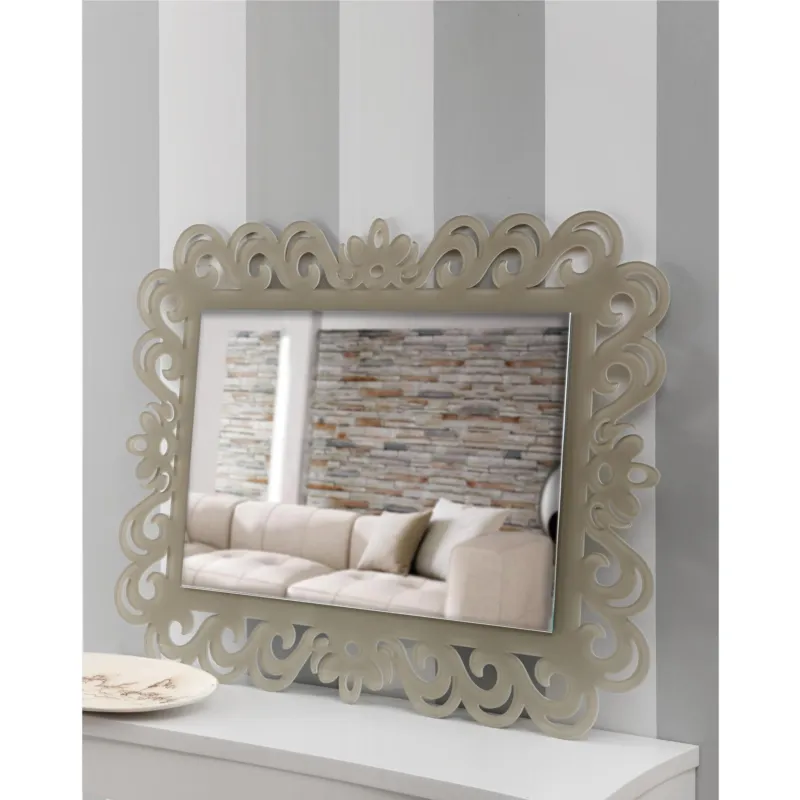 Specchiera da parete in Plexiglas tagliata al laser MISS 110x80xh 8 cm -posizionabile orizzontale o Verticale cornice colori tortora I Dettagli Offerta Del Giorno