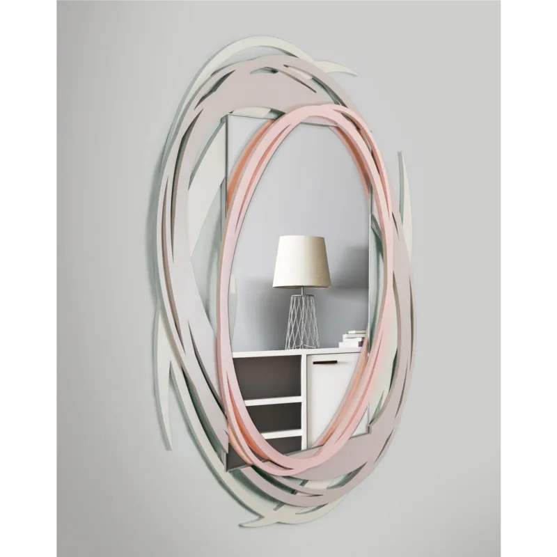 Specchiera da parete in legno tagliata al laser ARISA 95x73xh 6 cm cornice colori Sabbia,Ghiaia,Rosa I Dettagli Prezzo Di Fabbrica