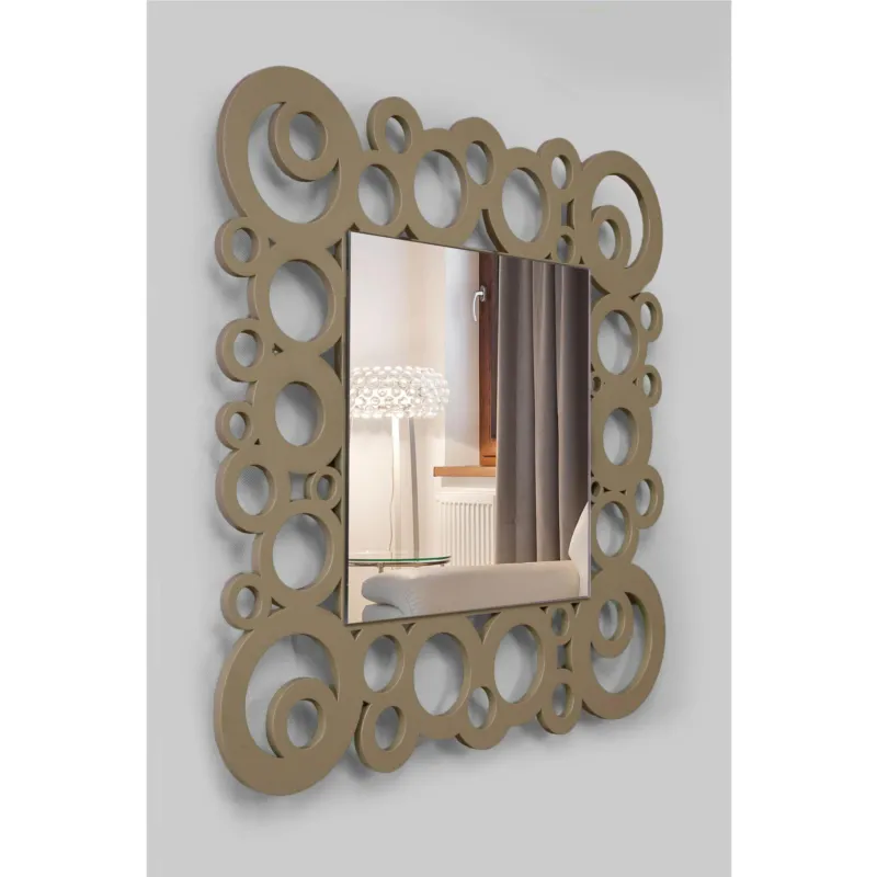 Solo Oggi Specchiera da parete in legno tagliata al laser ILLUSION 53x53xh 6 cm cornice colore tortora I Dettagli