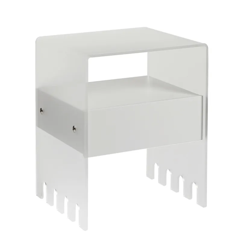 Comodino In metacrilato Satinato con cassetto TRIONFO 40x33xh49 cm - Particolari in ottone cassetto Natural Grey Emporium A Buon Prezzo