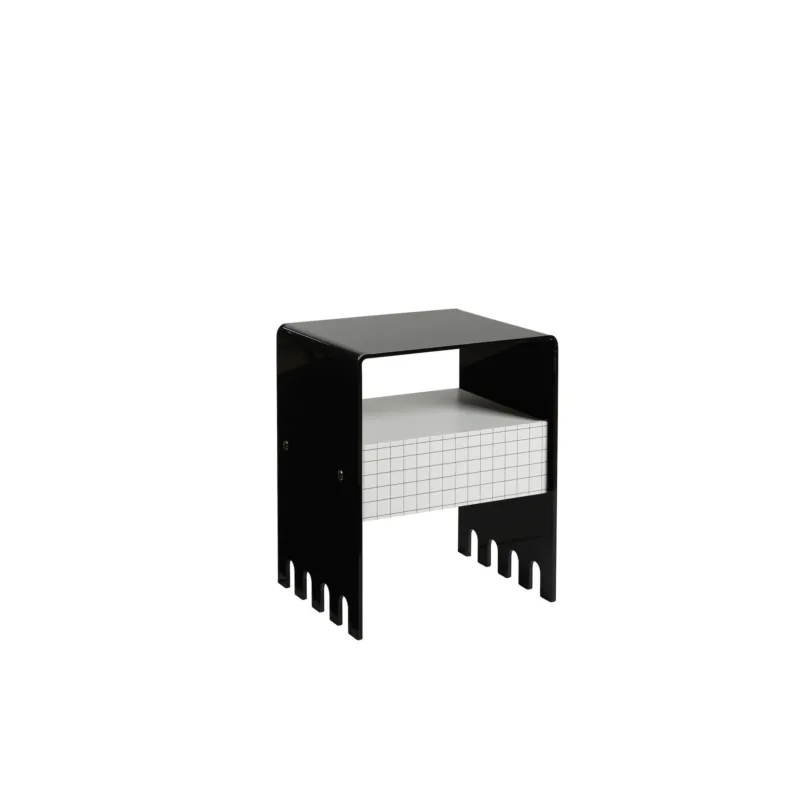 A Buon Prezzo Comodino In metacrilato Satinato con cassetto TRIONFO 40x33xh49 cm - Particolari in ottone cassetto Bianco Polare Emporium