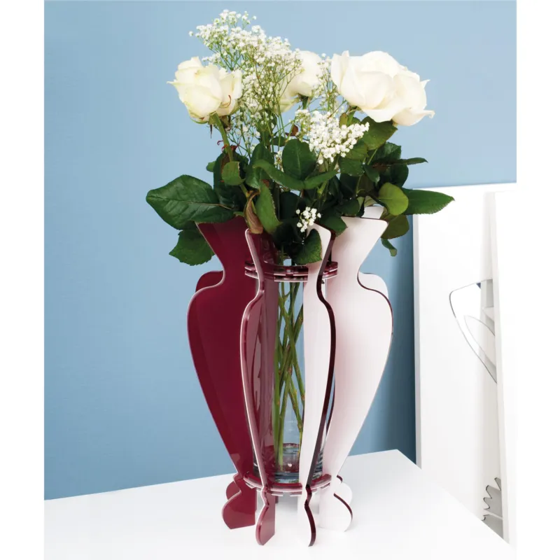 Vaso d‘arredo, portafiori in crystalplex VASO TWO 27xh45cm- con vaso interno in vetro colore Rosso I Dettagli Reso Gratuito