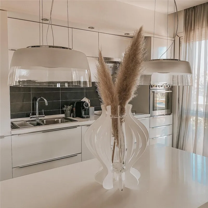 Vaso d‘arredo, portafiori in Crystalplex VASO ONE 45xh35 cm- con vaso interno in vetro colore trasparente I Dettagli Professionale