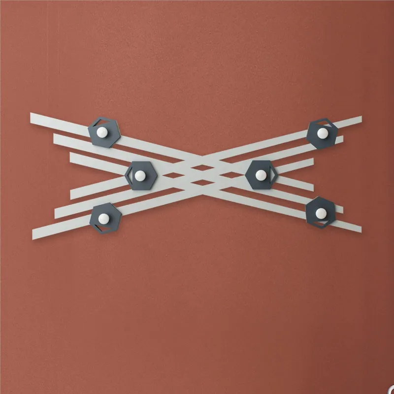Appendiabiti da Parete in legno tagliato al laser MIRO‘ 100x38xh8 cm- Legno laccato pomi grigio pietra I Dettagli Occasione Imperdibile