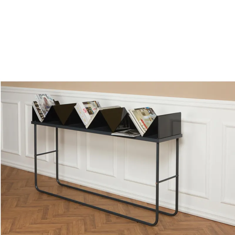 A Buon Prezzo Libreria da terra struttura in metallo laccato ZIGZAG 132x35xh 90 cm con struttura in metallo verniciato NERO ripiani in metacrilato Emporium