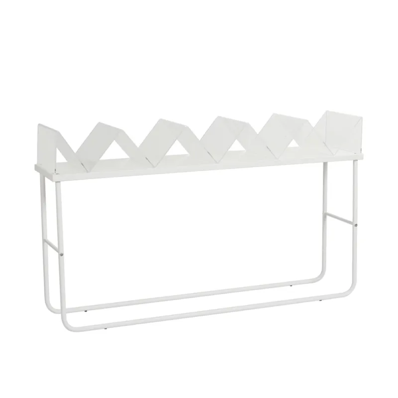 Libreria da terra struttura in metallo laccato ZIGZAG 132x35xh 90 cm con struttura in metallo verniciato BIANCO ripiani in metacrilato Emporium Promozione