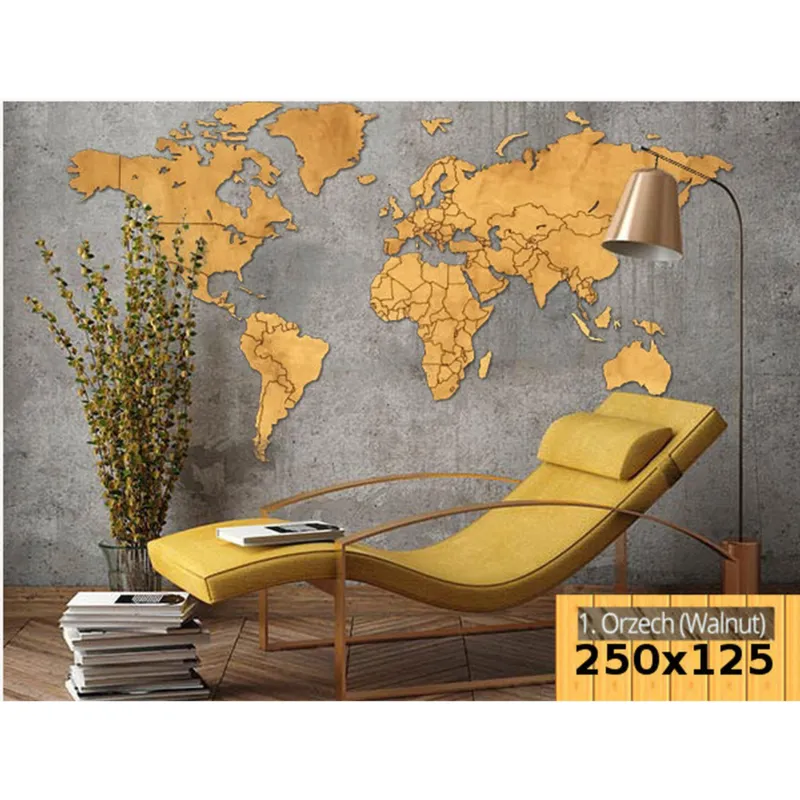 Mappa Da Parete in legno 250x125 senza bordi colore legno Noce Sikorka Occasione Imperdibile