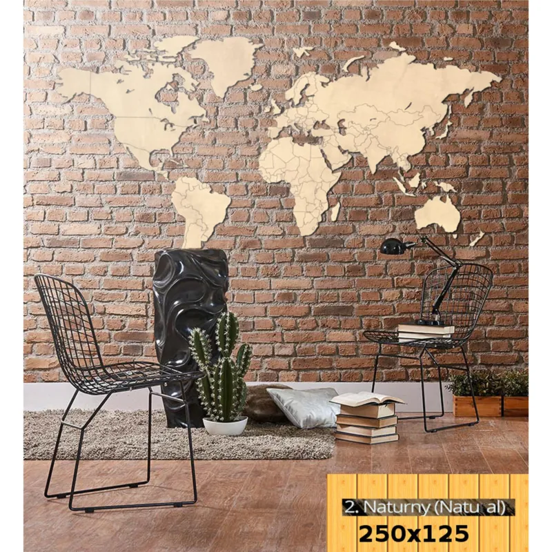 Mappa Da Parete in legno 250x125 senza bordi colore legno naturale Sikorka Ultimissimo Modello