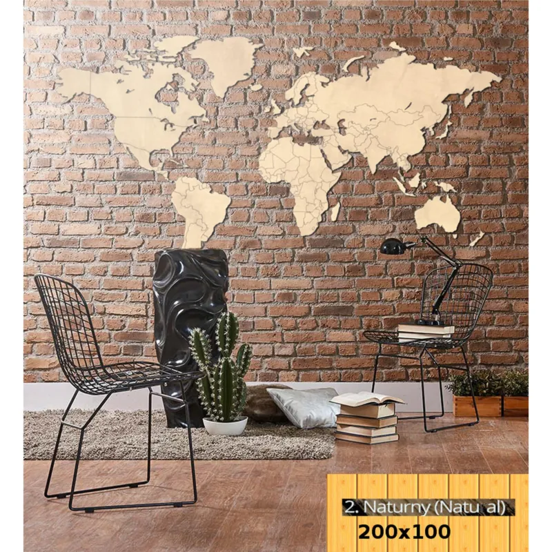 Subito Disponibile Mappa Da Parete in legno 200x100 senza bordi colore legno naturale Sikorka