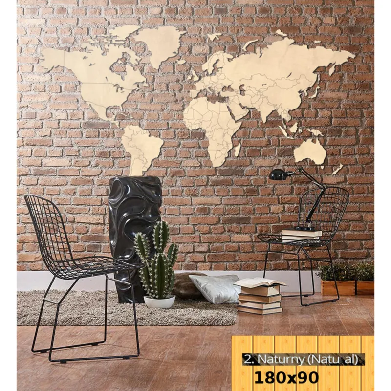 Subito Disponibile Mappa Da Parete in legno 180x90 senza bordi colore legno naturale Sikorka