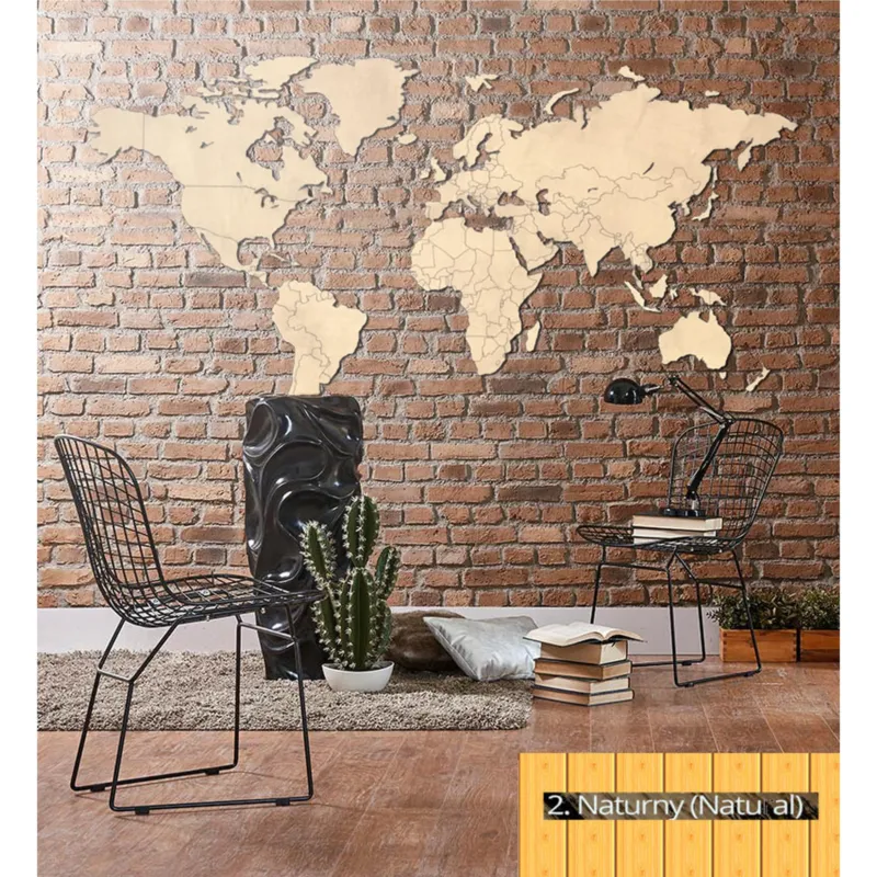 Mappa Da Parete in legno 150x70 senza bordi colore legno naturale Sikorka Reso Gratuito