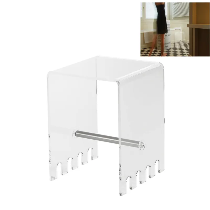 Offerta Limitata Sgabello BASSO In metacrilato trasparente TRIONFO 33x33xh44 cm - Particolari in acciaio colore inox lucido Emporium